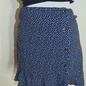 navy blue polkadot skirt